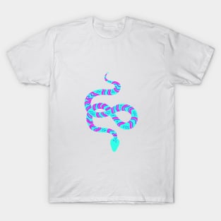 Neon Snakes on Blue T-Shirt